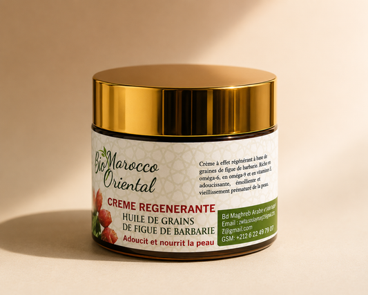 Crème Régénérante à l’Huile de Figue de Barbarie – Soin Anti-Âge Naturel & Hydratation Intense | Bio Morocco Oriental