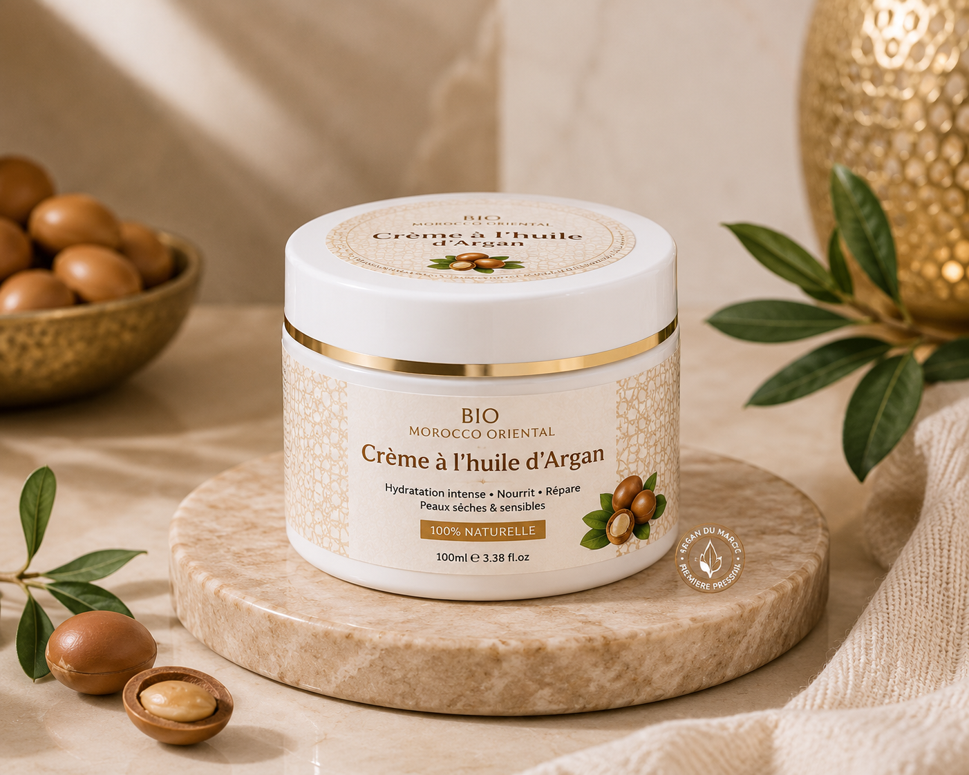 Crème à l’Huile d’Argan Naturelle – Hydratation Intense & Éclat Naturel | Bio Morocco Oriental