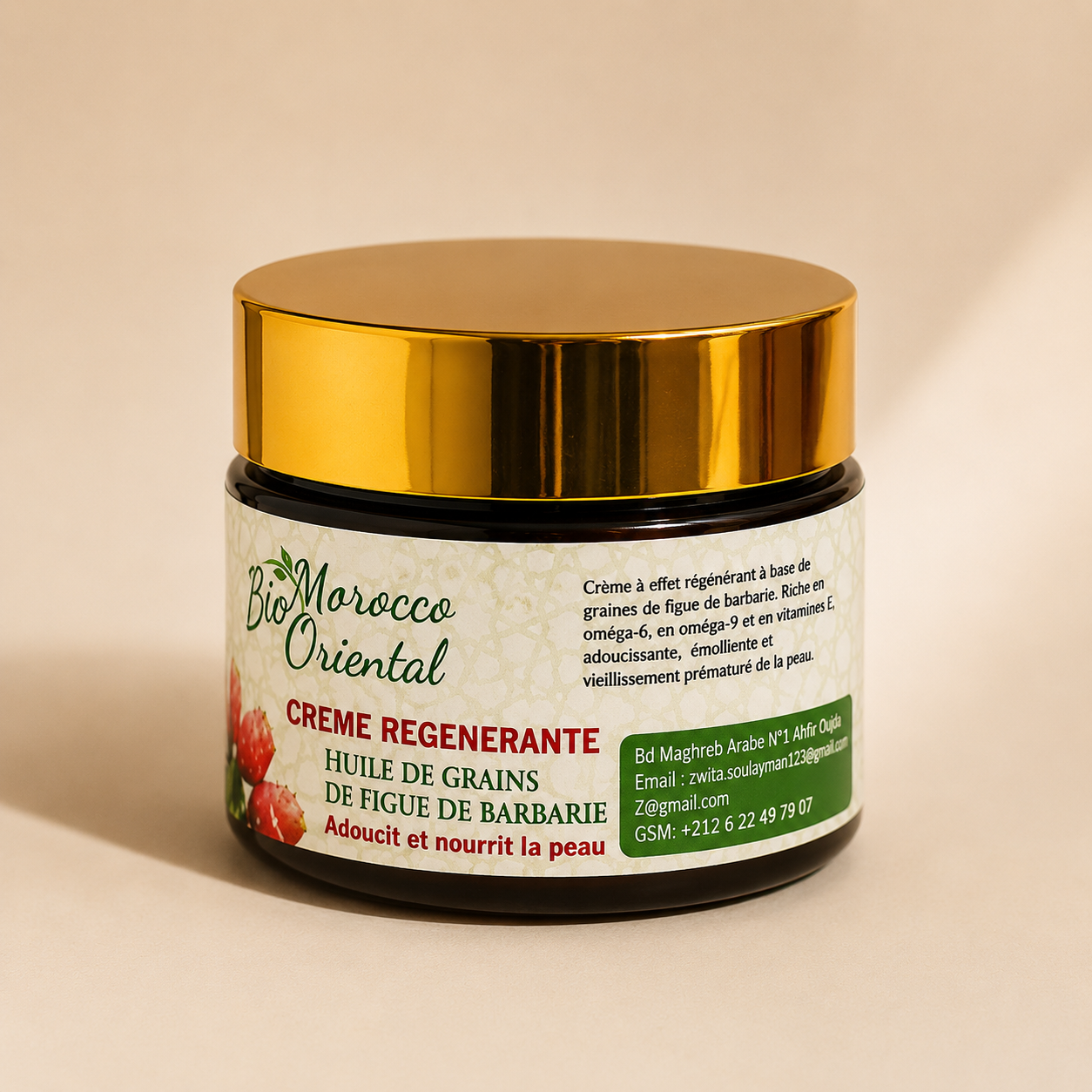 Crème Régénérante à l’Huile de Figue de Barbarie – Soin Anti-Âge Naturel & Hydratation Intense | Bio Morocco Oriental