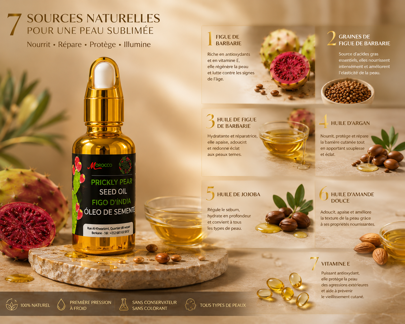 ✨ Huile 7 Essentielles Anti-Chute des Cheveux – Soin Naturel Fortifiant ✨